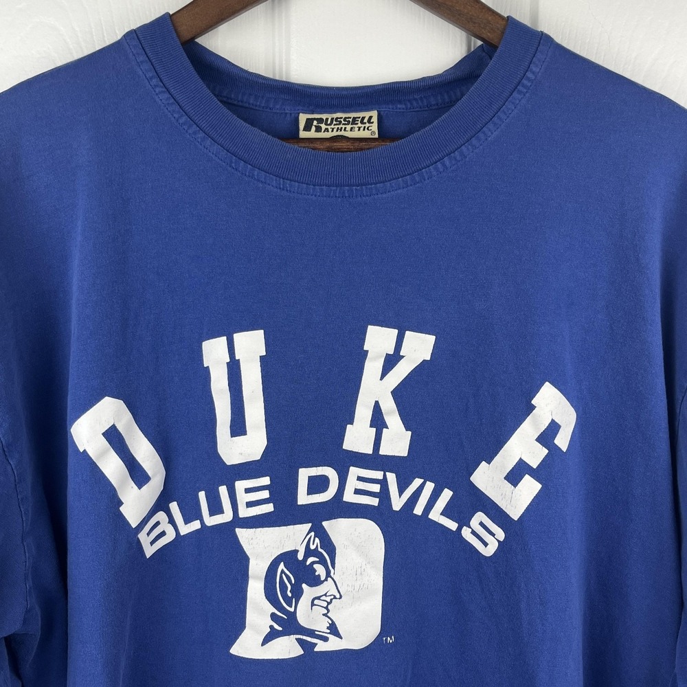 Vintage‎ Duke Blue Devils T-Shirt Russell Athletic Mens XL Blue NCAA Long Sleeve